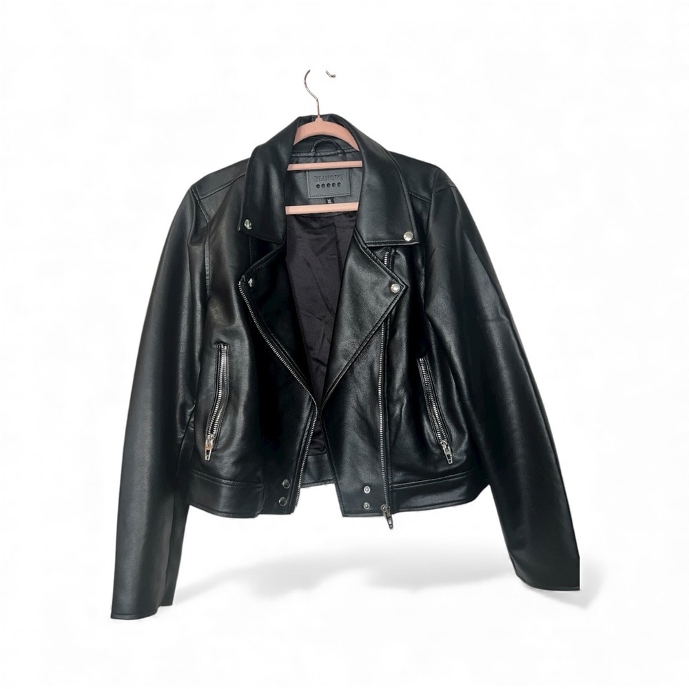 Blank NYC Good Vibes Faux Leather Moto Jacket Size XL NWOT - Picture 2 of 11